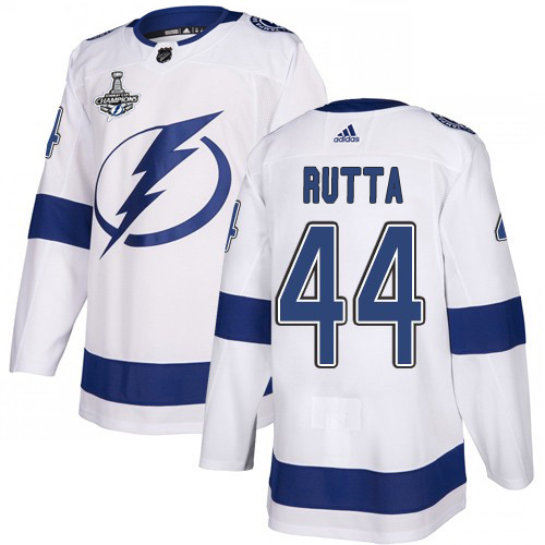 Adidas Tampa Bay Lightning 44 Jan Rutta White Road Authentic Youth 2020 Stanley Cup Champions Stitched NHL Jersey